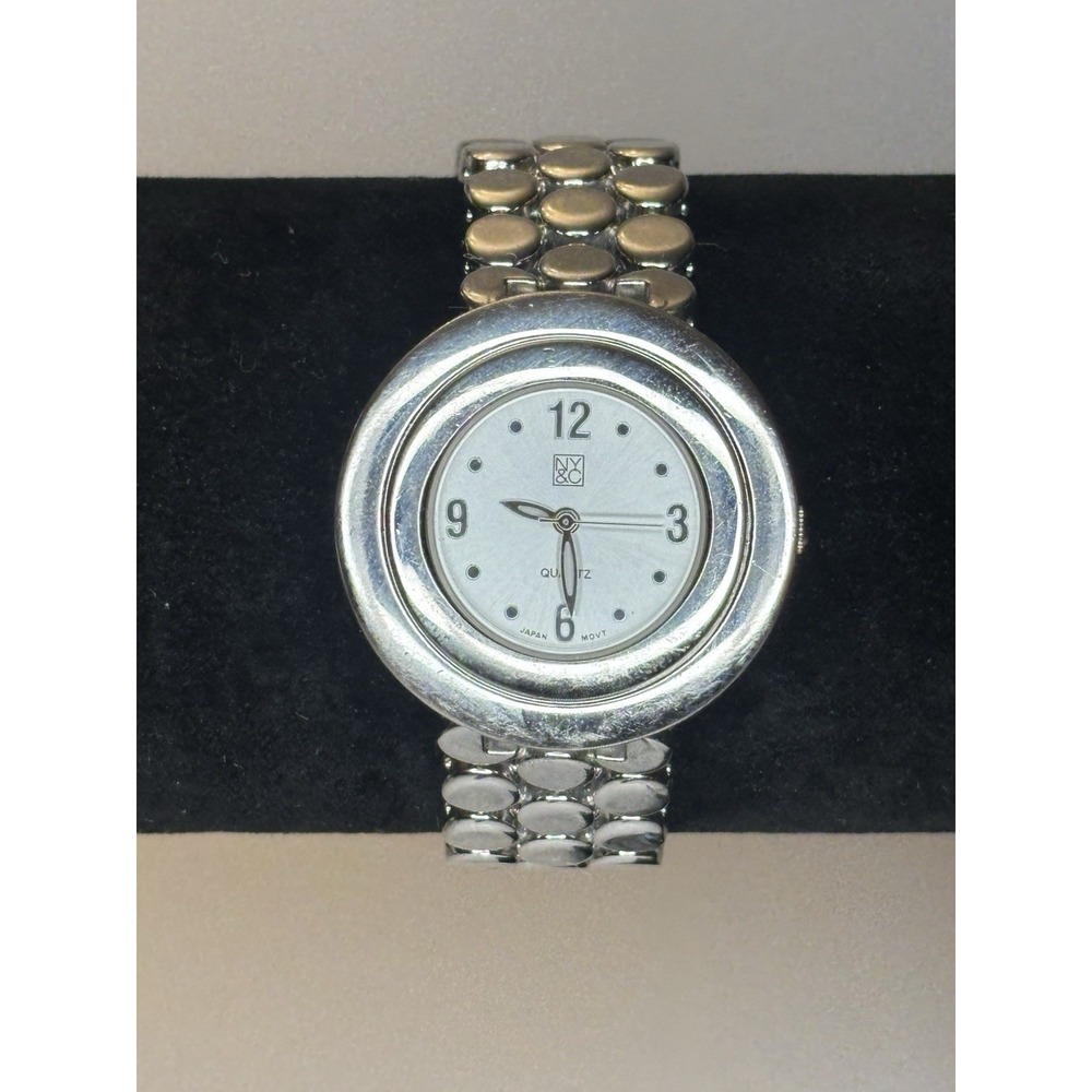 NY&C Watch Womens Silver Tone Stainless Steel Classic Round Dial Needs Battery